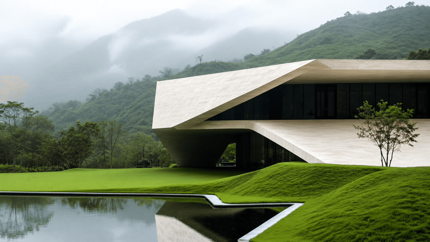 Decofice villa nestled in misty mountains